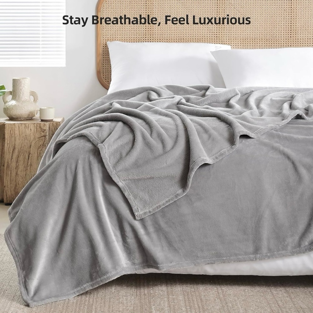 Plush Gray Blanket - Picture 4 of 8
